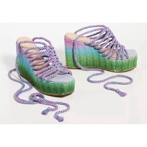 Anthropologie x Raphaella Booz Jute Wedge Sandals NWOT SZ 8